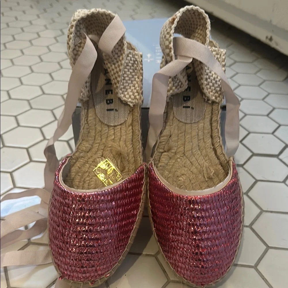 Handmade Fuscia Manebi Valenciana Espadrille Shoes with Ankle Straps